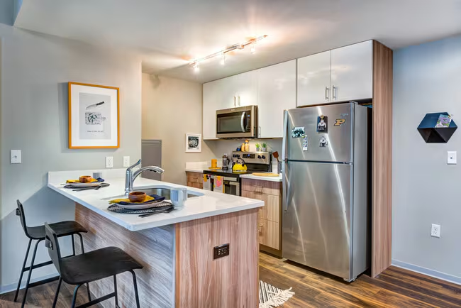 Model kitchen at Rise on Chauncey.