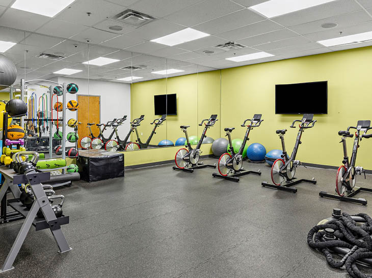 Fitness area at Chauncey Square apartments.