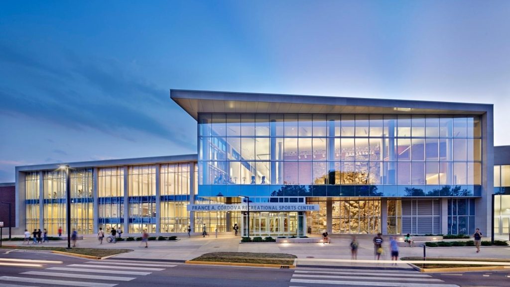 Exterior view of the recreational sports center near Purdue campus.