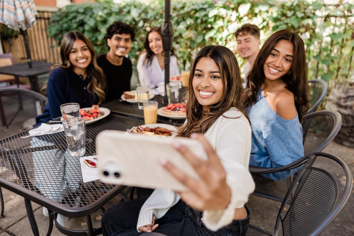 Purdue students getting brunch at a restaurant near campus.