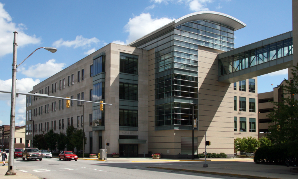 Exterior rendering of Rawls Hall.