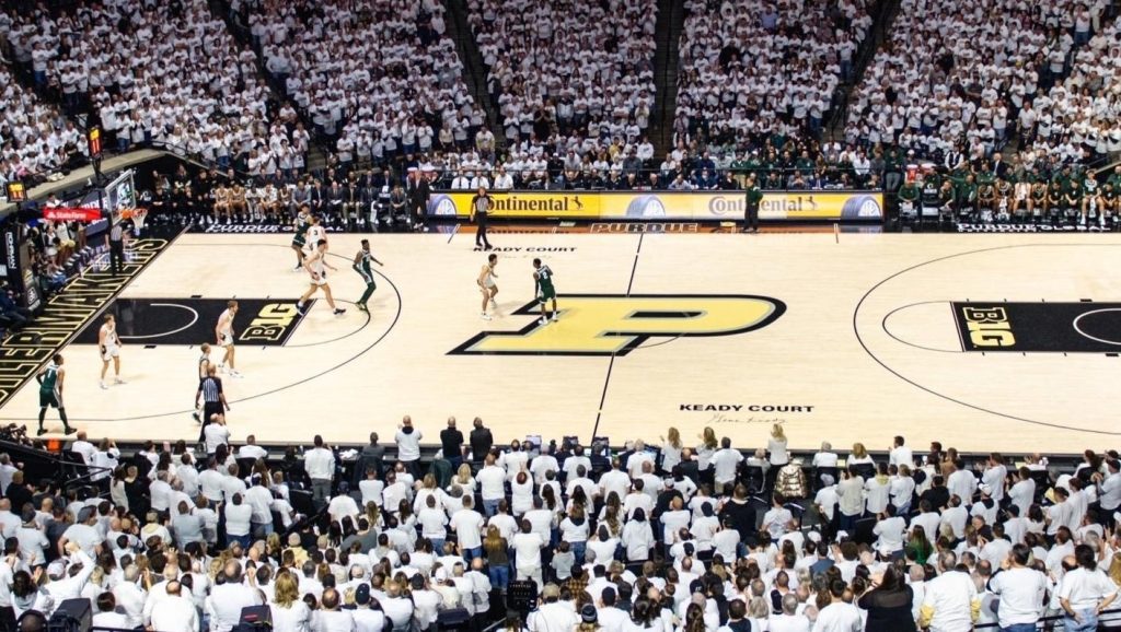 Interior view of Mackey Arena near Purdue University.