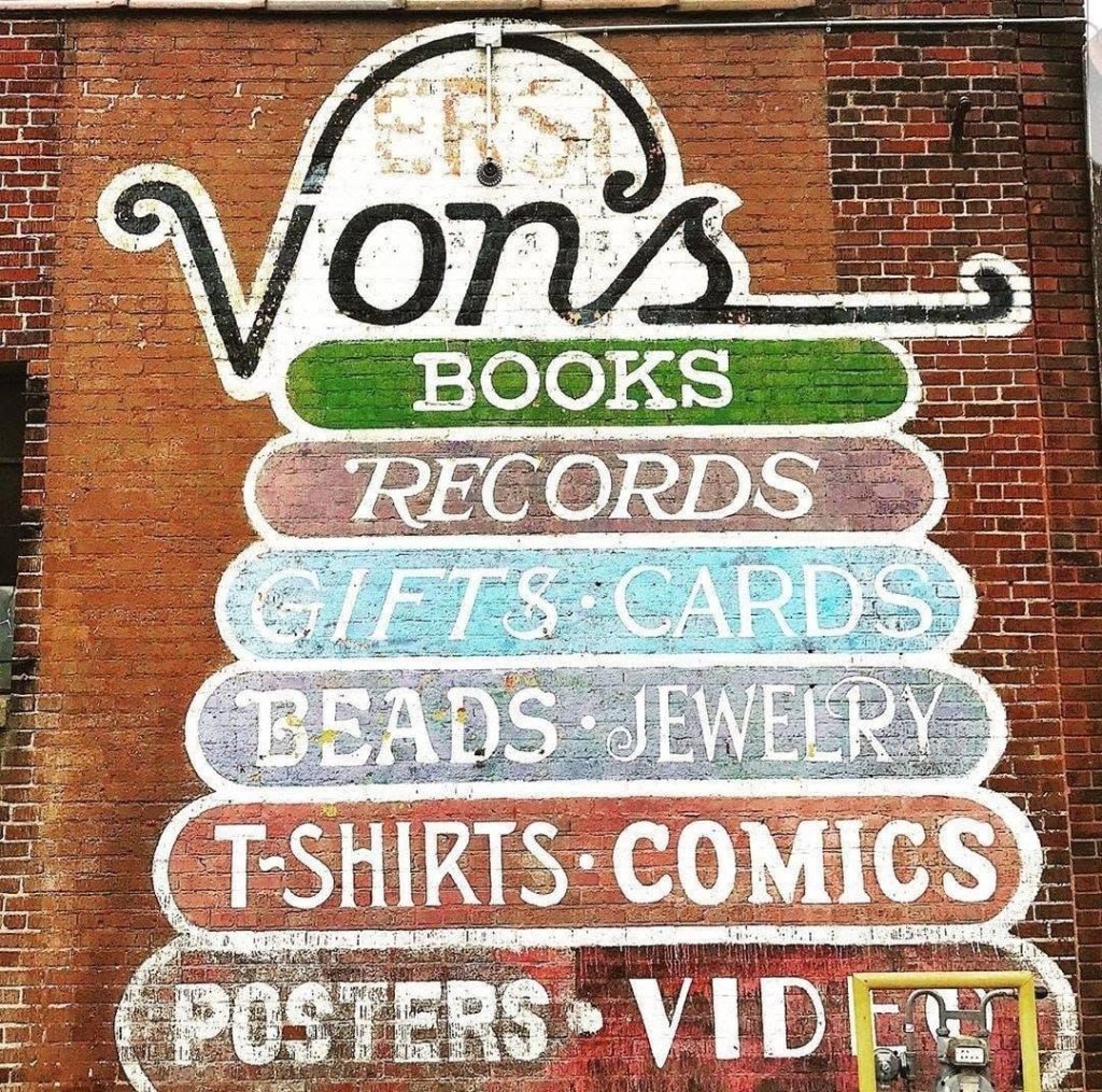 Von’s Shop sign containing their offerings.