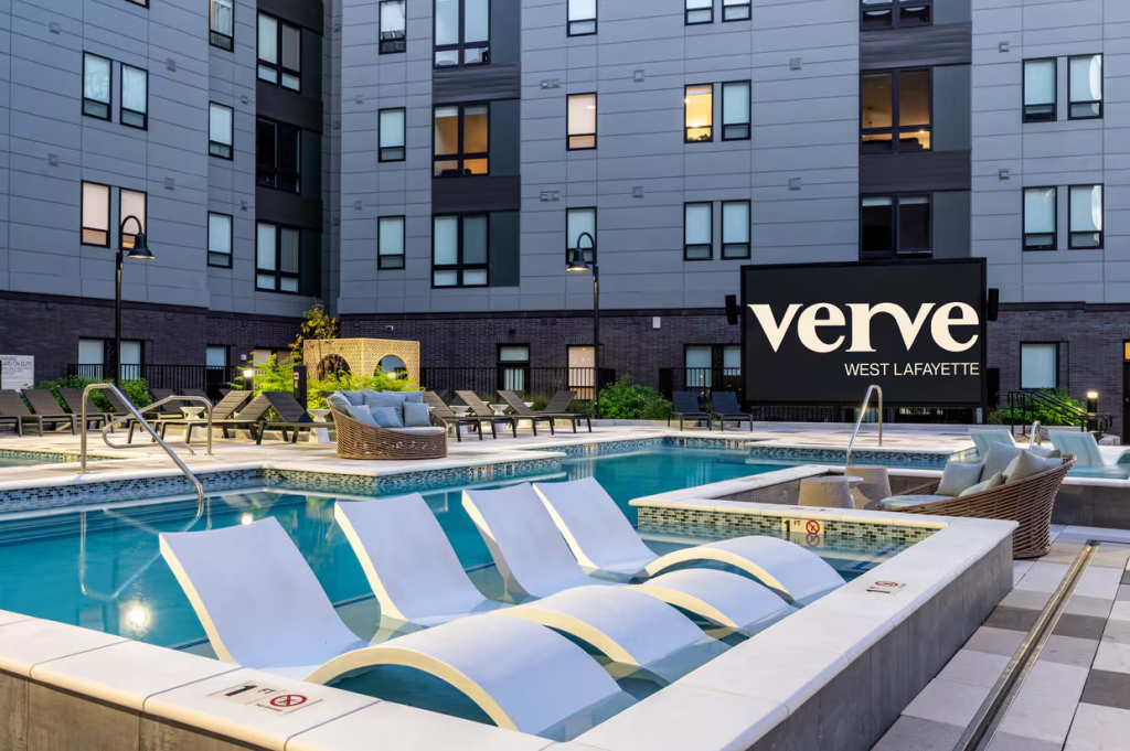 Pool area at Verve West Lafayette. 