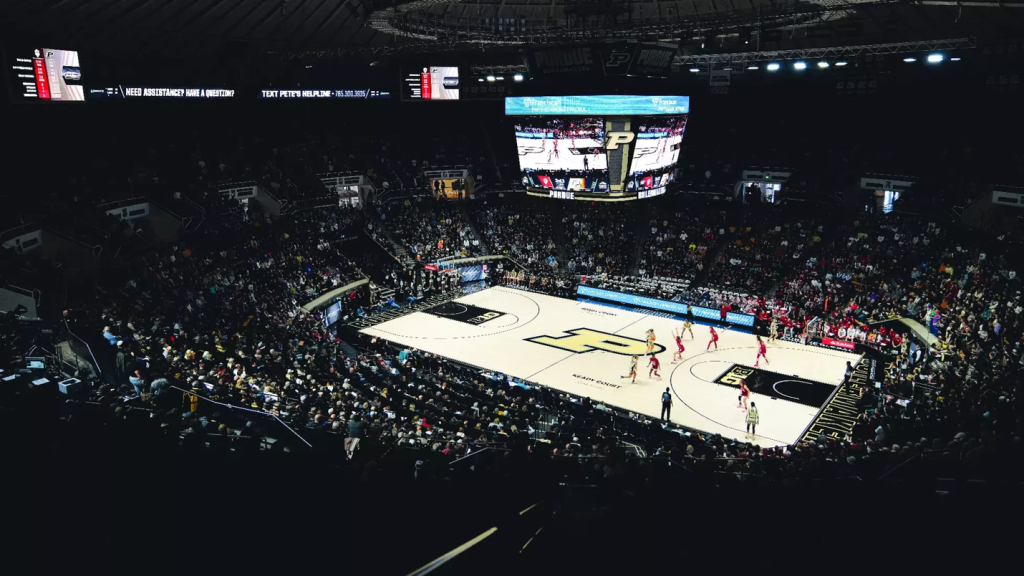 Interior view of Mackey Arena near Purdue University.