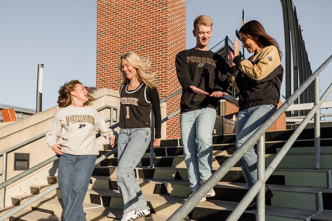 Students gathered outside of Purdue’s Stadium.