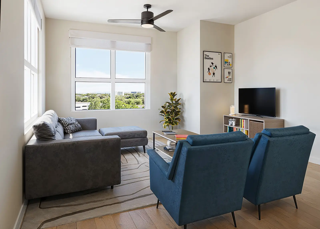 Model living room at The Standard.